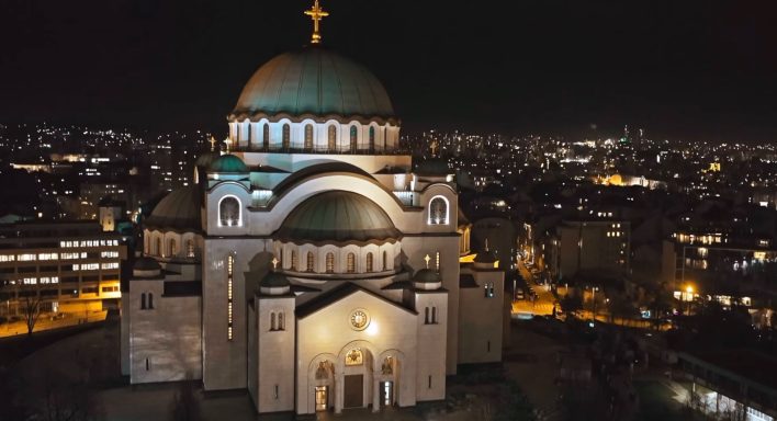 Night architecture photography of Saint Sava Temple in Belgrade by Bojan Stojanović.
